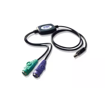 Adattatore ATEN PS/2-USB, 0,9 m, 2x Mini-DIN 6 poli, USB A, connettore maschio, connettore femmina, nero