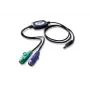 Adattatore ATEN PS/2-USB, 0,9 m, 2x Mini-DIN 6 poli, USB A, connettore maschio, connettore femmina, nero