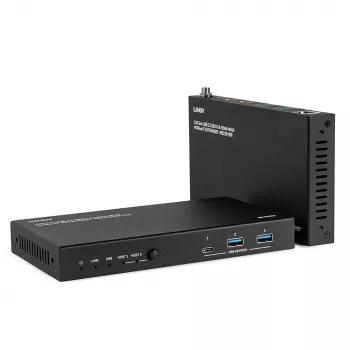 Trasmettitore e ricevitore di rete Lindy 100m Cat.6A 2 host USB 3.2 Gen 1 e HDMI 4K60