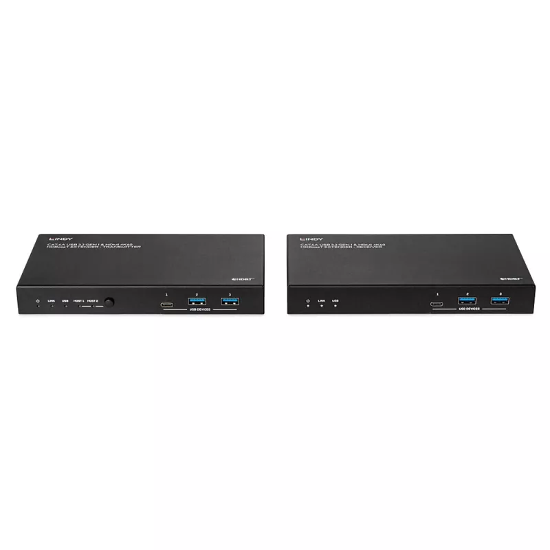 Trasmettitore e ricevitore di rete Lindy 100m Cat.6A 2 host USB 3.2 Gen 1 e HDMI 4K60