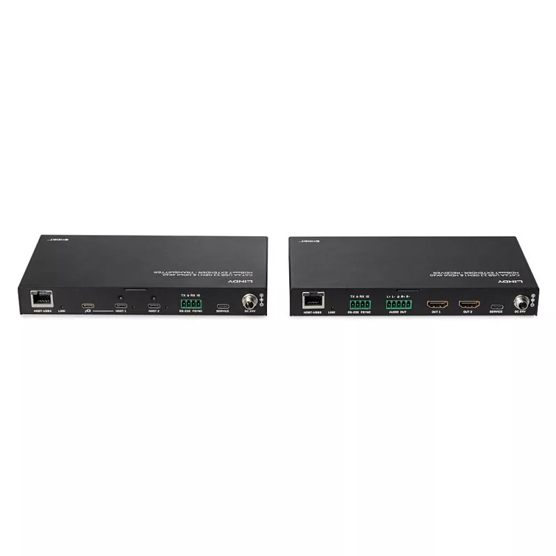 Trasmettitore e ricevitore di rete Lindy 100m Cat.6A 2 host USB 3.2 Gen 1 e HDMI 4K60