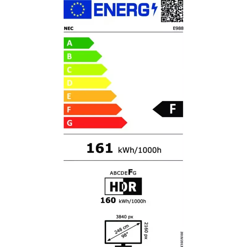 NEC MultiSync E988 Digital Signage schermo piatto 2,48 m (97,5 pollici) LCD 350 cd/m² 4K Ultra HD nero 24/7