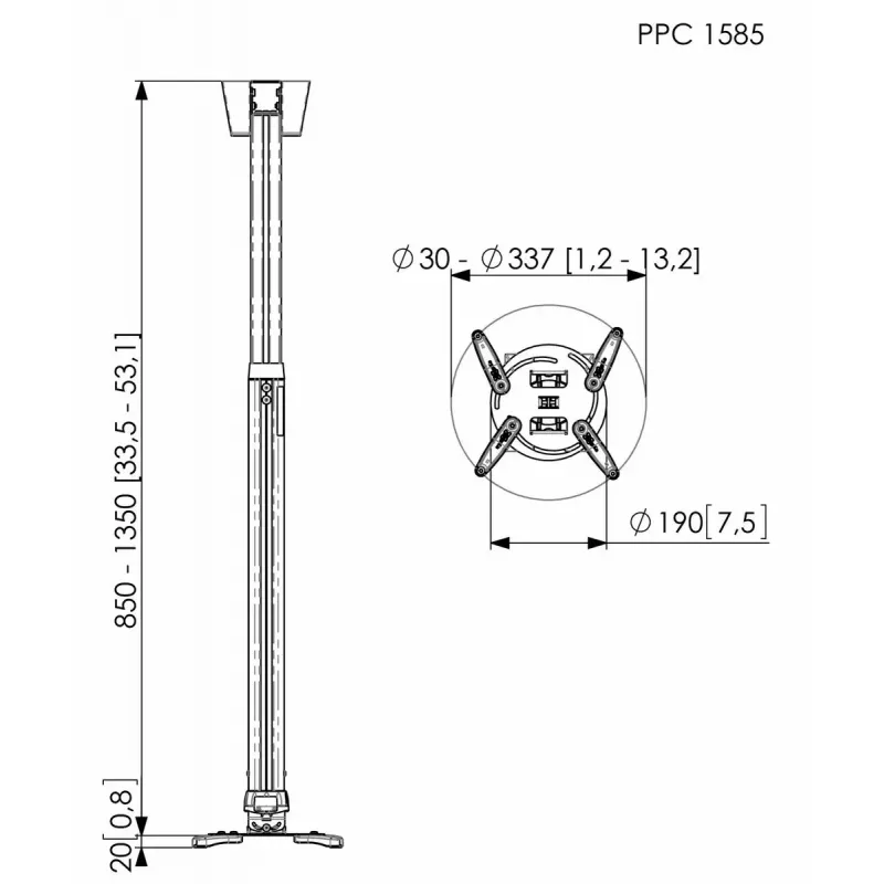 Supporto per proiettore a soffitto Vogel's PPC 1585 argento
