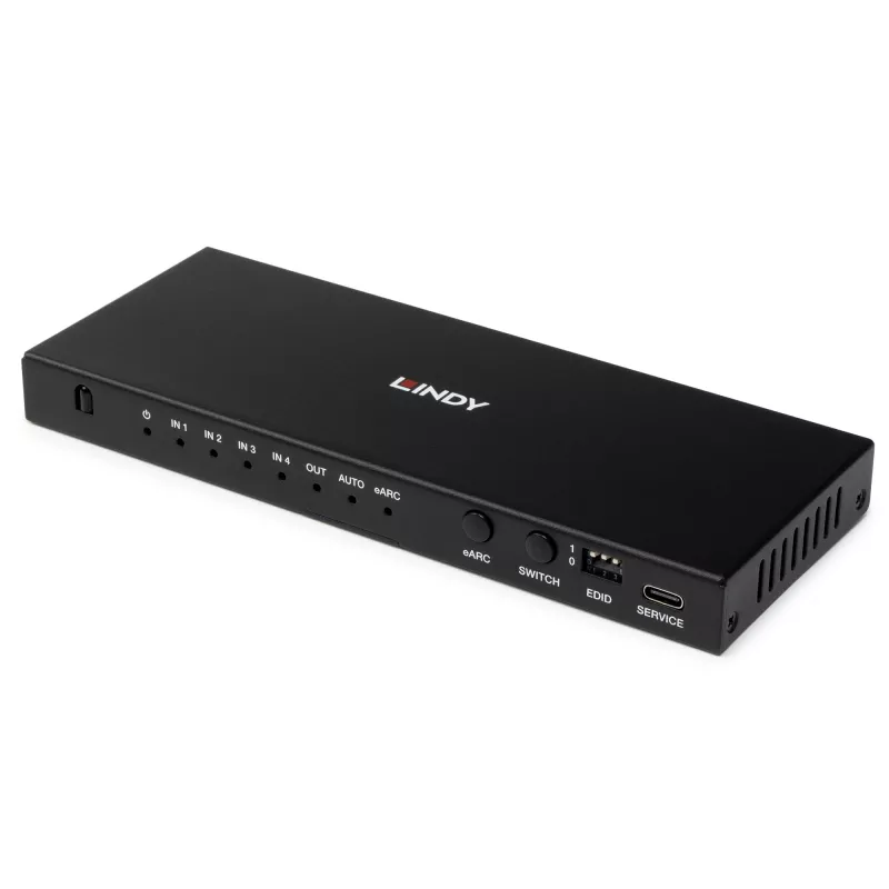 Switcher HDMI Lindy 4 porte 8K60 con eARC HDMI USB A USB C