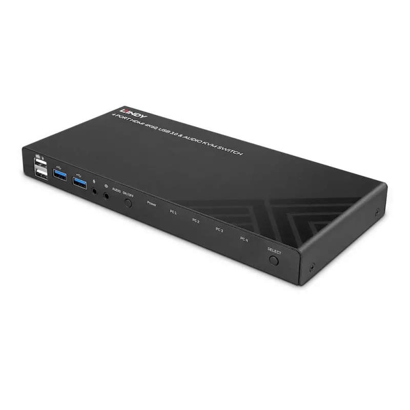 Switch KVM Lindy 4 porte HDMI 4K60, USB 3.0 e audio