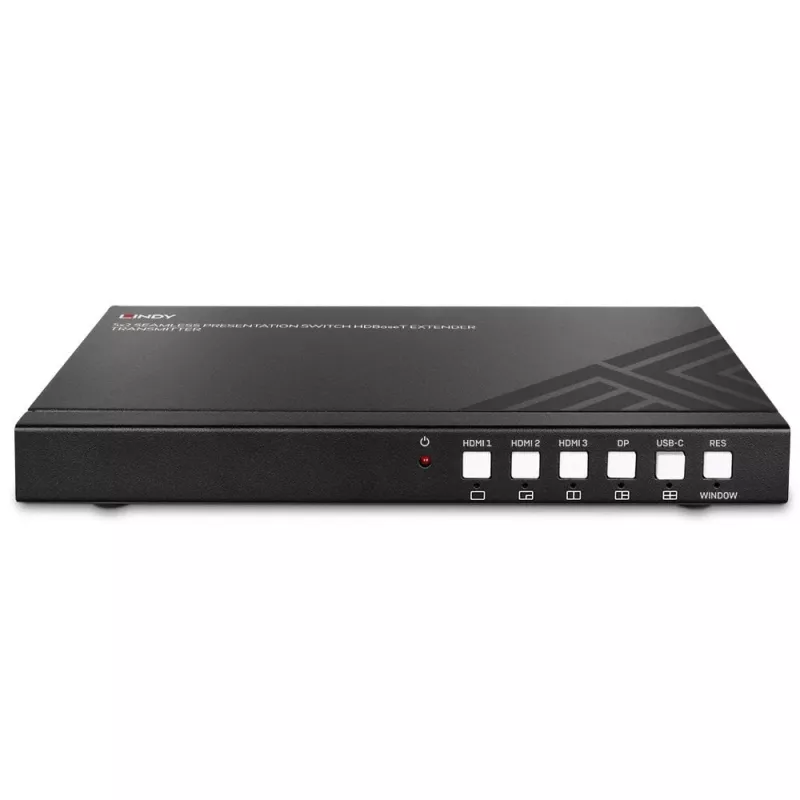 Trasmettitore AV Lindy 5 porte switch presentazione seamless extender HDBaseT 3840 x 2160 pixel