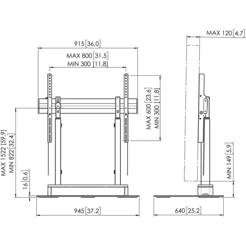 Supporto motorizzato per display Vogel's RISE 4105 (modello 7341050) — piattaforma elevatrice motorizzata per schermi piatti