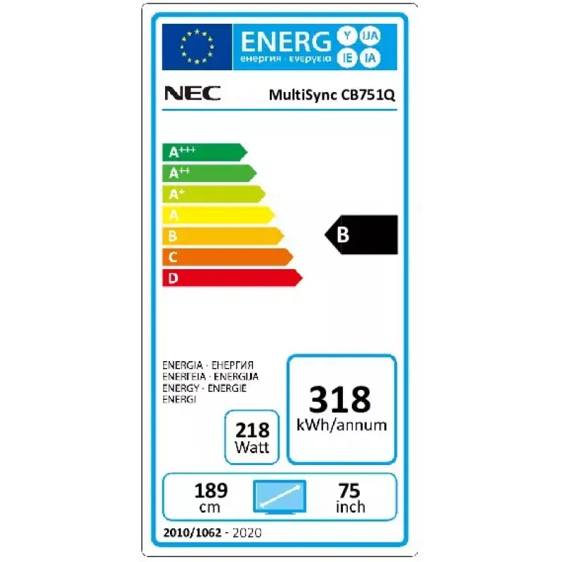 NEC CB751Q schermo piatto interattivo 190,5 cm (75