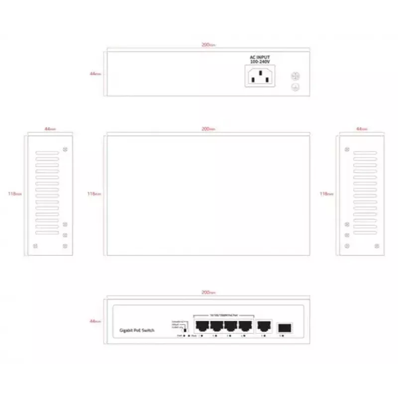 Switch di rete Ernitec ELECTRA-U04-1GB-60W 4 porte 1 GB 60 W