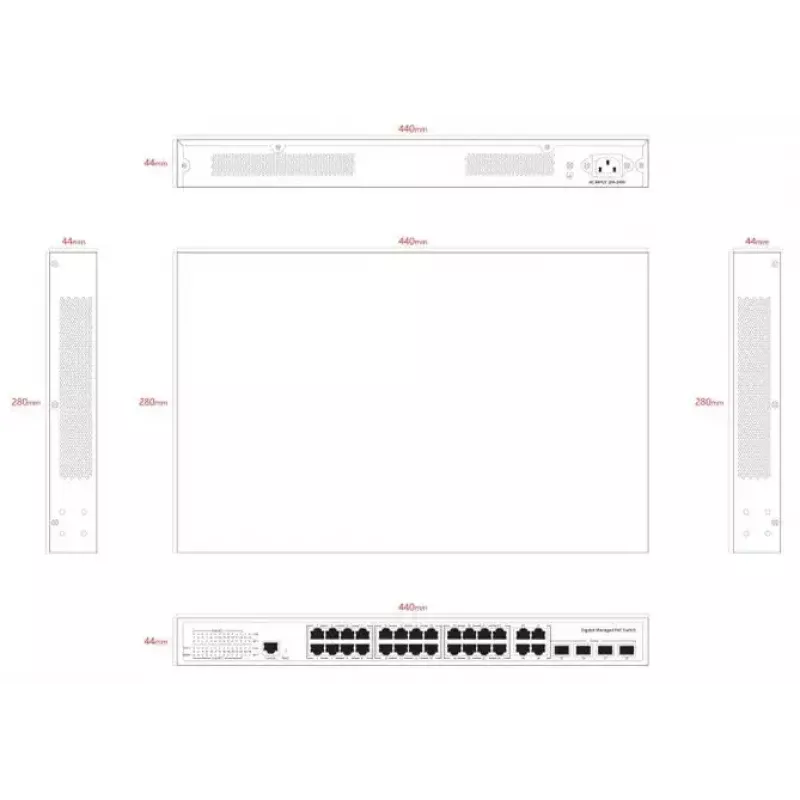 Switch di rete Ernitec ELECTRA-M224-1GB-370W 24 porte 1GB