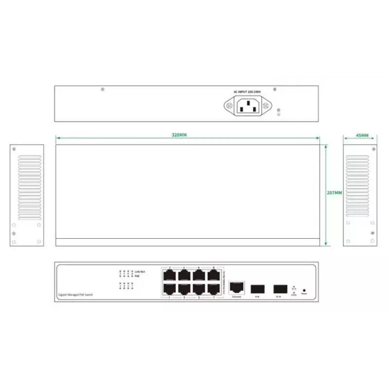 Switch di rete Ernitec ELECTRA-M08-1GB-150W 8 porte 1 GB 150 W