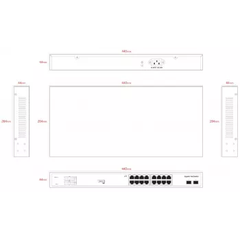 ERNITEC switch PoE unmanaged ELECTRA-U16-1GB 16 porte, 1 GbE Uplink, 285W Power Budget