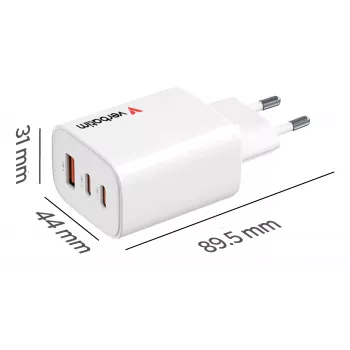 Caricabatterie Verbatim Essentials GaN 65W spina EU bianco, uso interno, AC, 20 V, bianco
