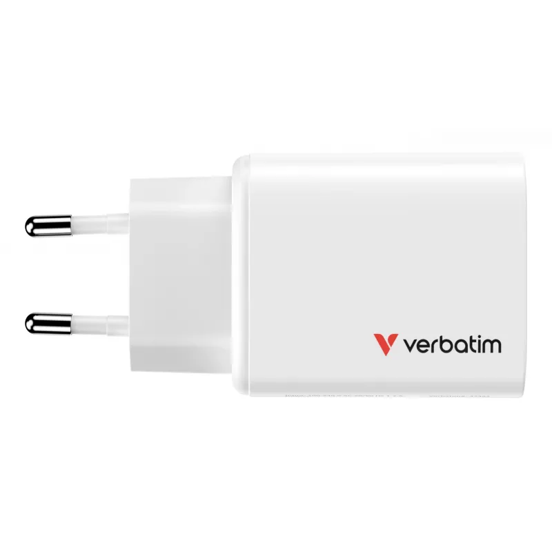 Caricabatterie Verbatim Essentials GaN 65W spina EU bianco, uso interno, AC, 20 V, bianco