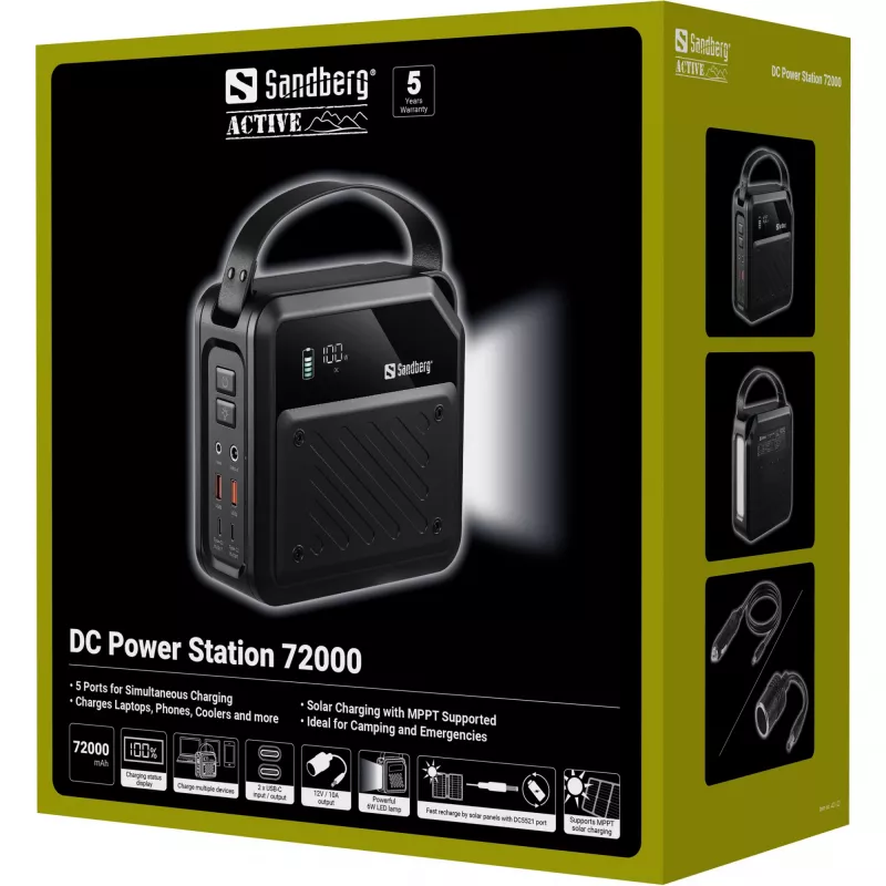 Power station DC portatile SANDBERG Sandberg DC Power Station 72000 — LMFP 72.000 mAh, ingresso DC e USB-C, nero