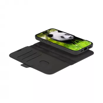 Folio Case dbramante1928 Lynge MagSafe iPhone 16 nero 3 scomparti per carte