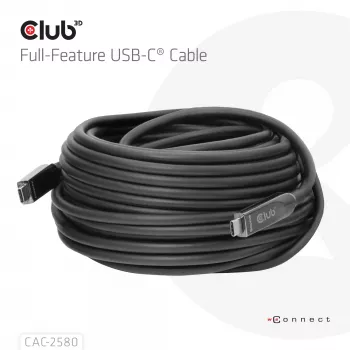 CLUB3D cavo USB-C® full-feature 15M / 49,21ft 8K60Hz 10Gbps 60W