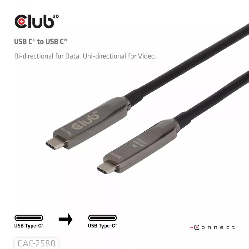 CLUB3D cavo USB-C® full-feature 15M / 49,21ft 8K60Hz 10Gbps 60W