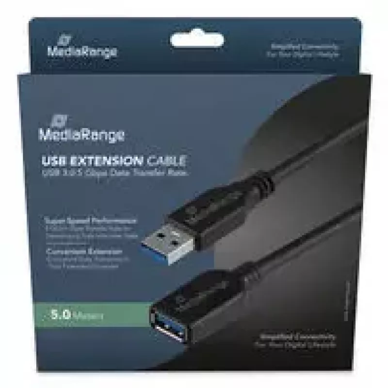 Cavo USB-A a USB-A MediaRange MRCS241 USB 3.2 Gen 1 (5 Gbit/s) 5 m nero