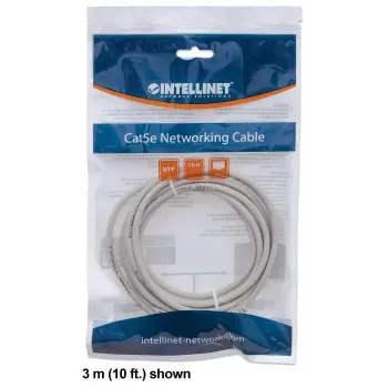 Intellinet cavo patch di rete, Cat6, 1,5 m, grigio, CCA, U/UTP, PVC, RJ45, contatti placcati oro, senza linguetta, guaina anti-piega, garanzia a vita