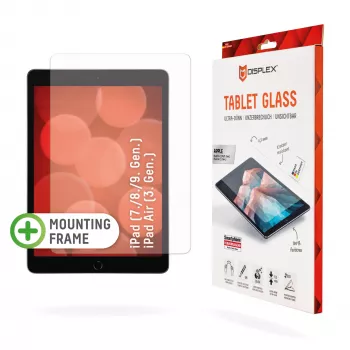 Displex Tablet Glass (9H) per Apple iPad (7ª/8ª/9ª gen.)/Air (3ª gen.), cornice di montaggio Eco, infrangibile, ultraleggero, invisibile