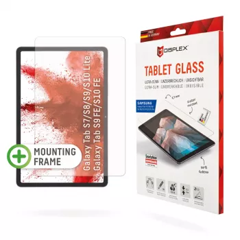 Displex Tablet Glass (9H) per Samsung Galaxy Tab S7/S8/S9/S9 FE/S10 FE/S10 Lite, cornice di montaggio Eco, infrangibile