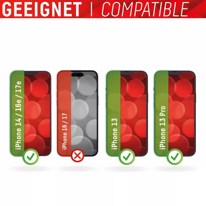 Displex Smart Glass (9H) per Apple iPhone 13/13 Pro/14/16e/17e, adesivo di montaggio, infrangibile