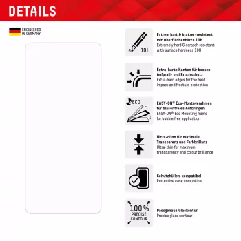 Displex vetro protettivo per display (10H) per Samsung Galaxy A54 5G, cornice di montaggio Eco, antigraffio
