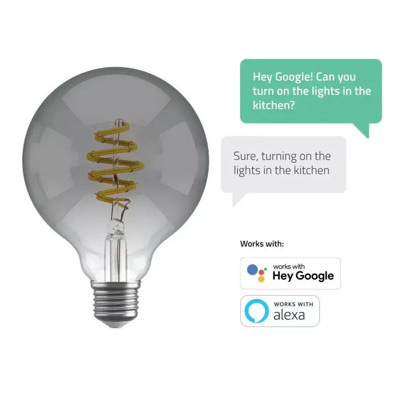 Hombli HBEB-0311 lampadina smart a filamento, E27, G95, CCT, fumé
