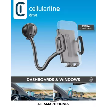 Sourcing Cellularline Hug Flexi XL supporto passivo universale a ventosa per telefoni cellulari, nero/grigio