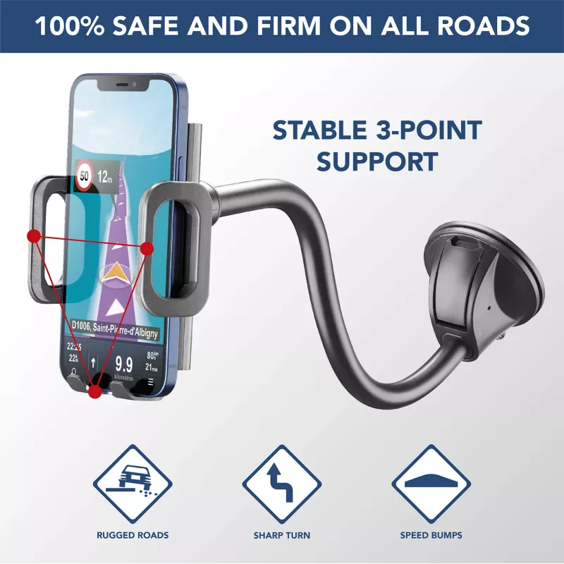 Sourcing Cellularline Hug Flexi XL supporto passivo universale a ventosa per telefoni cellulari, nero/grigio