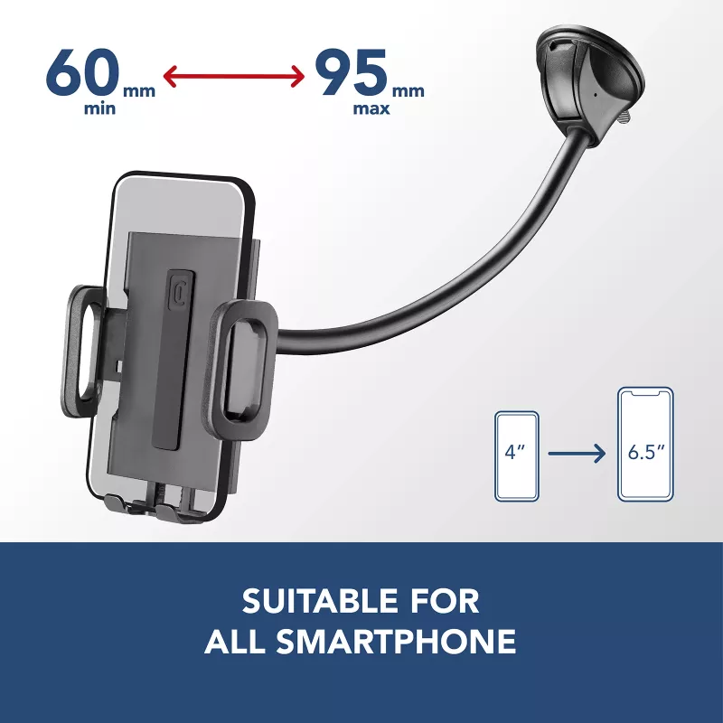 Sourcing Cellularline Hug Flexi XL supporto passivo universale a ventosa per telefoni cellulari, nero/grigio
