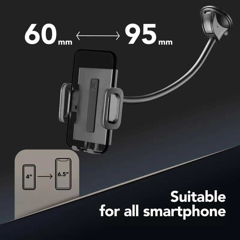 Sourcing Cellularline Hug Flexi XL supporto passivo universale a ventosa per telefoni cellulari, nero/grigio