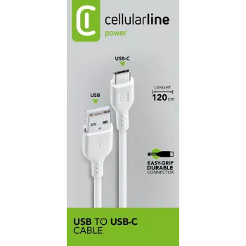 Cavo di alimentazione Cellularline 120 cm USB-C connettore USB-A bianco