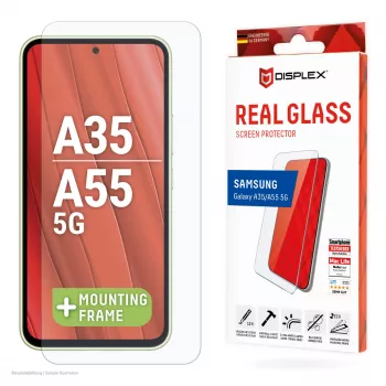Pellicola protettiva Displex (10H) per Samsung Galaxy A35/A55 5G, cornice di montaggio Eco, antigraffio