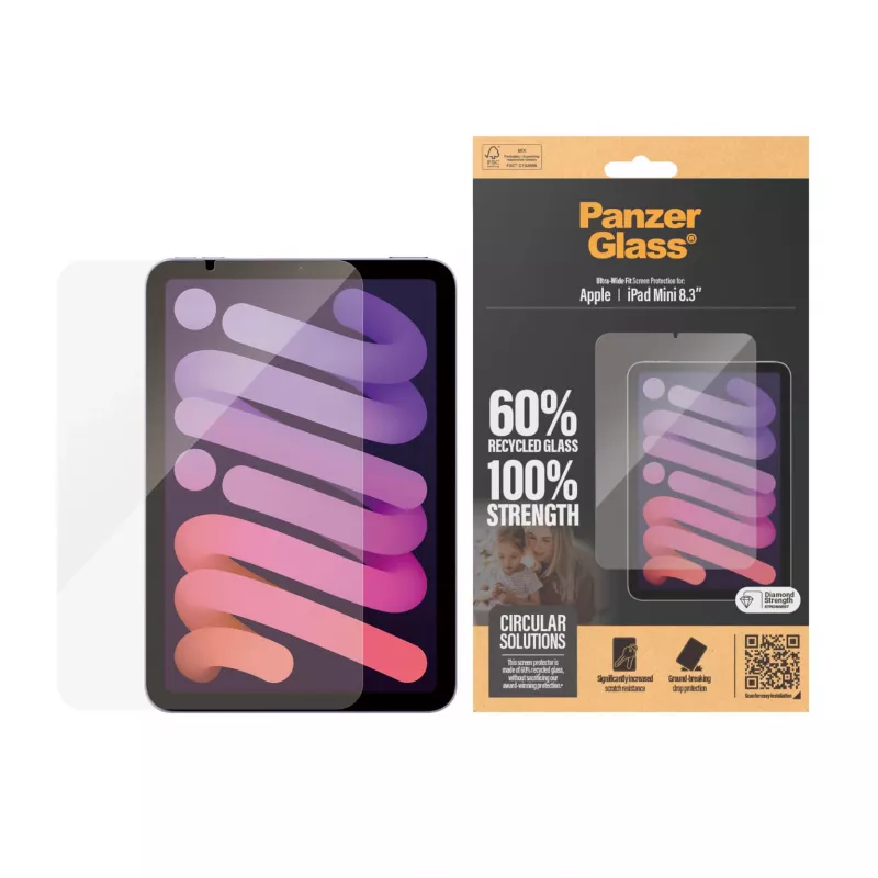 Protezione display PanzerGlass® per iPad Mini 8.3'' (2021, 2024) | Ultra-Wide Fit