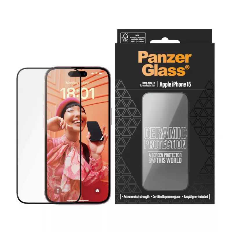 PanzerGlass Ceramic Protection per iPhone 15 Ultra-Wide Fit antigraffio antiurto