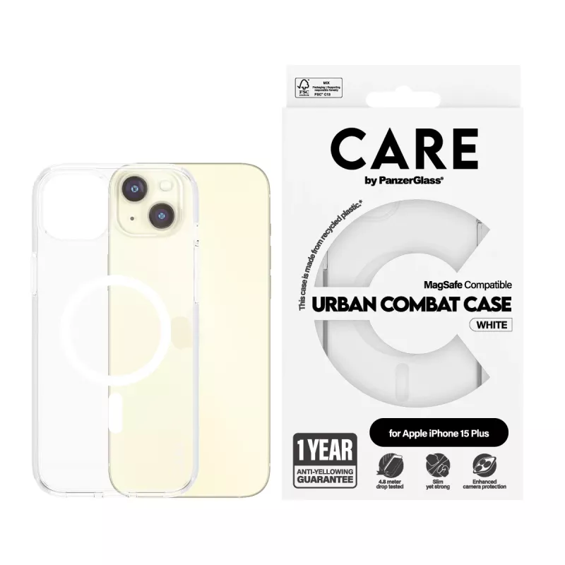 Custodia PanzerGlass CARE™ by ® Urban Combat trasparente con MagSafe bianco iPhone 15 Plus