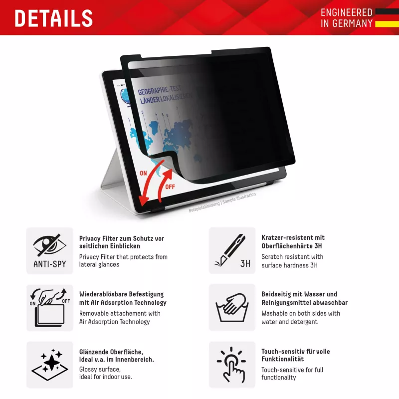 Displex TABLET PRIVACY SAFE filtro privacy rimovibile a 2 vie per iPad Pro 11'' (2025/2024)
