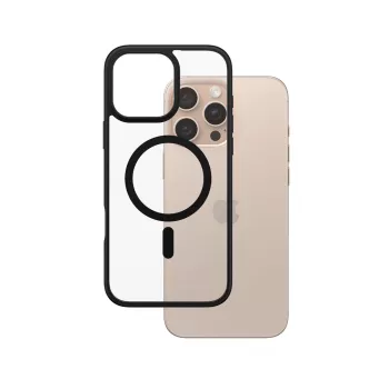 PanzerGlass ® HardCase trasparente con MagSafe nero e cornice iPhone 16 Pro Max