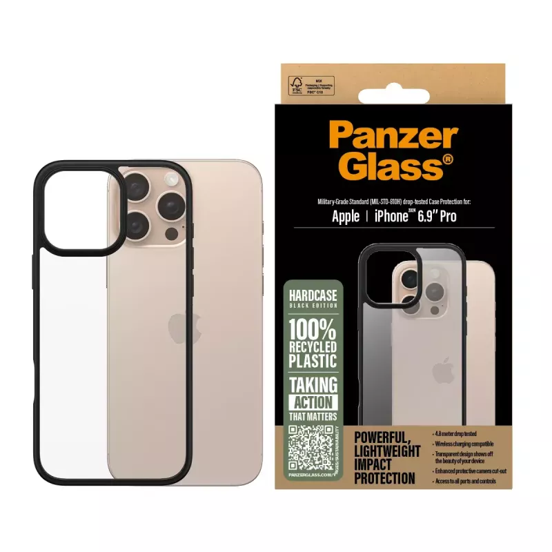 PanzerGlass® HardCase trasparente con cornice nera iPhone 16 Pro Max