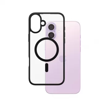 PanzerGlass ® HardCase trasparente con MagSafe nero e cornice iPhone 16 Plus