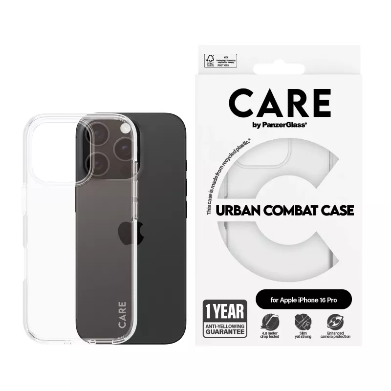 Cover PanzerGlass CARE by Flagship custodia trasparente Urban Combat iPhone '24 6.3 inch Pro
