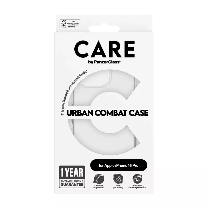 Cover PanzerGlass CARE by Flagship custodia trasparente Urban Combat iPhone '24 6.3 inch Pro