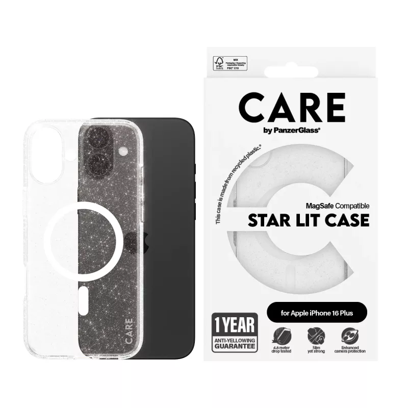 Custodia PanzerGlass CARE™ by ® Urban Combat Star Lit con MagSafe bianco iPhone 16 Plus