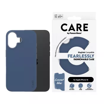 Custodia PanzerGlass CARE by cover alla moda blu con MagSafe iPhone 16