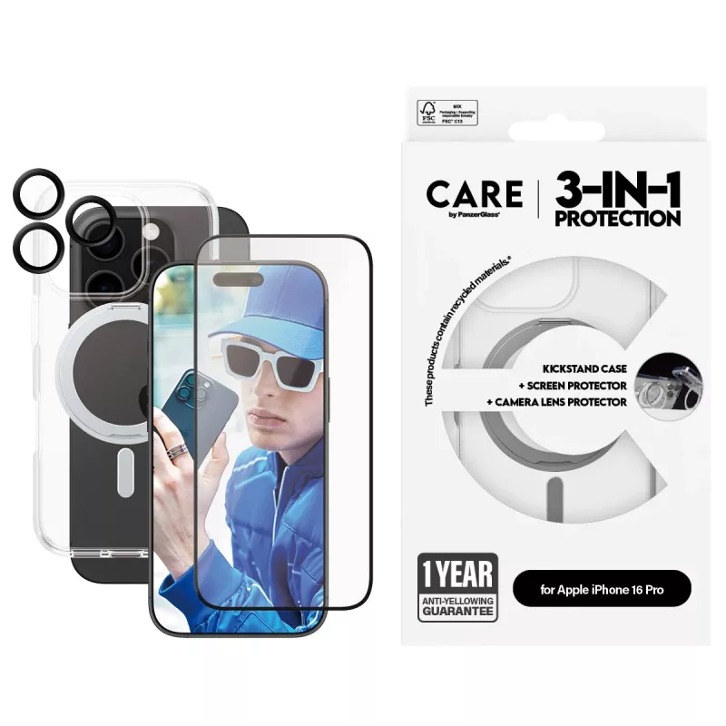 PanzerGlass CARE by ® Feature bundle ceramica 3-in-1 iPhone 16 Pro