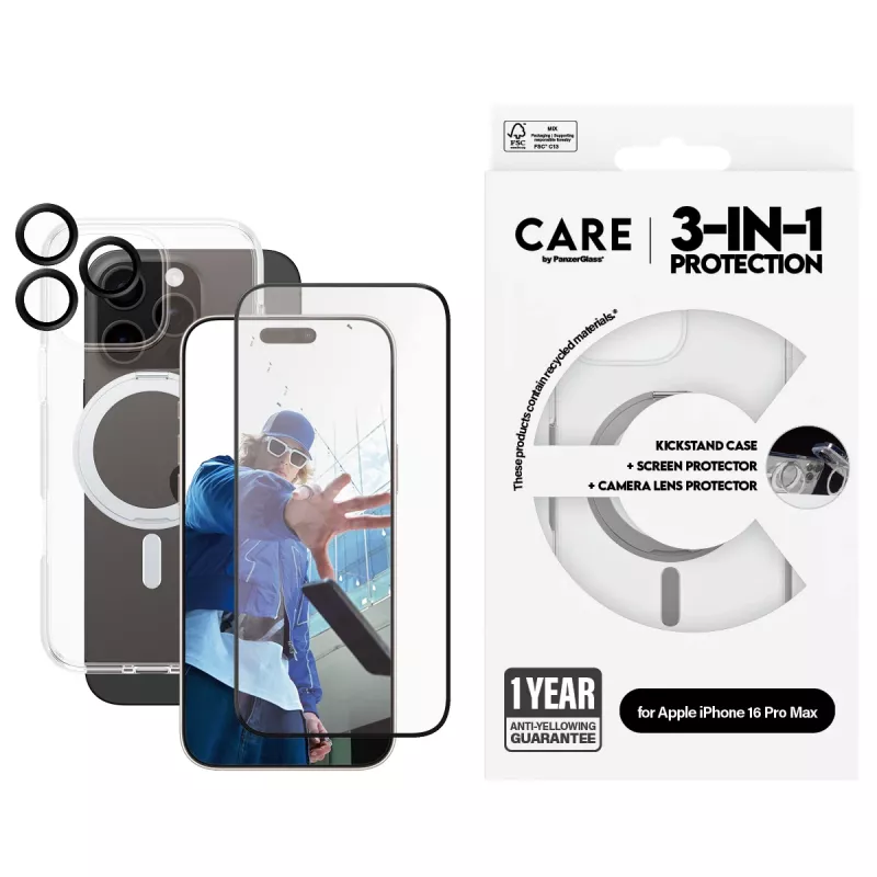 PanzerGlass CARE by ® Feature bundle ceramica 3-in-1 iPhone 16 Pro Max
