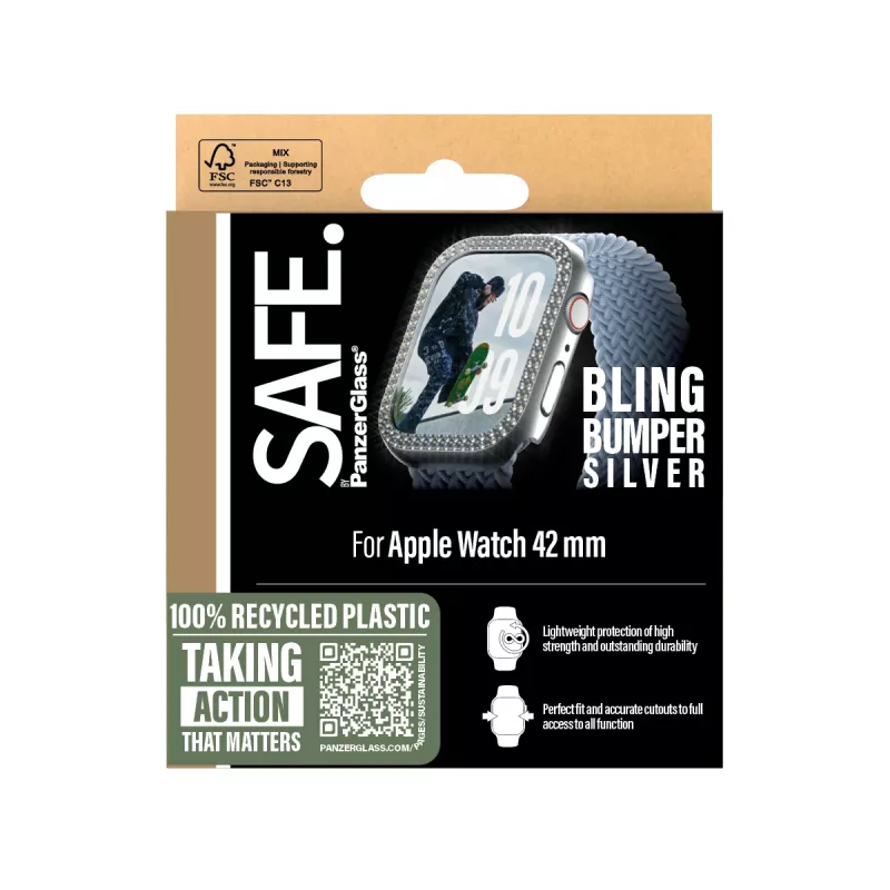 PanzerGlass SAFE. by ® Bling Bumper argento Apple Watch Series 11 | 10 | 42mm