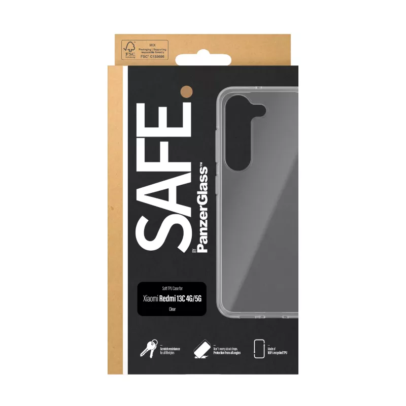 PanzerGlass SAFE. By ® custodia TPU trasparente per Xiaomi Redmi 13C